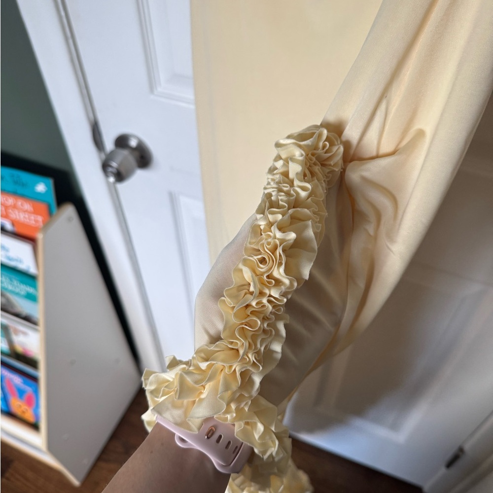 Meshki Pale Yellow Off-Shoulder Ruffle Midi Dress - Picture 10 of 12